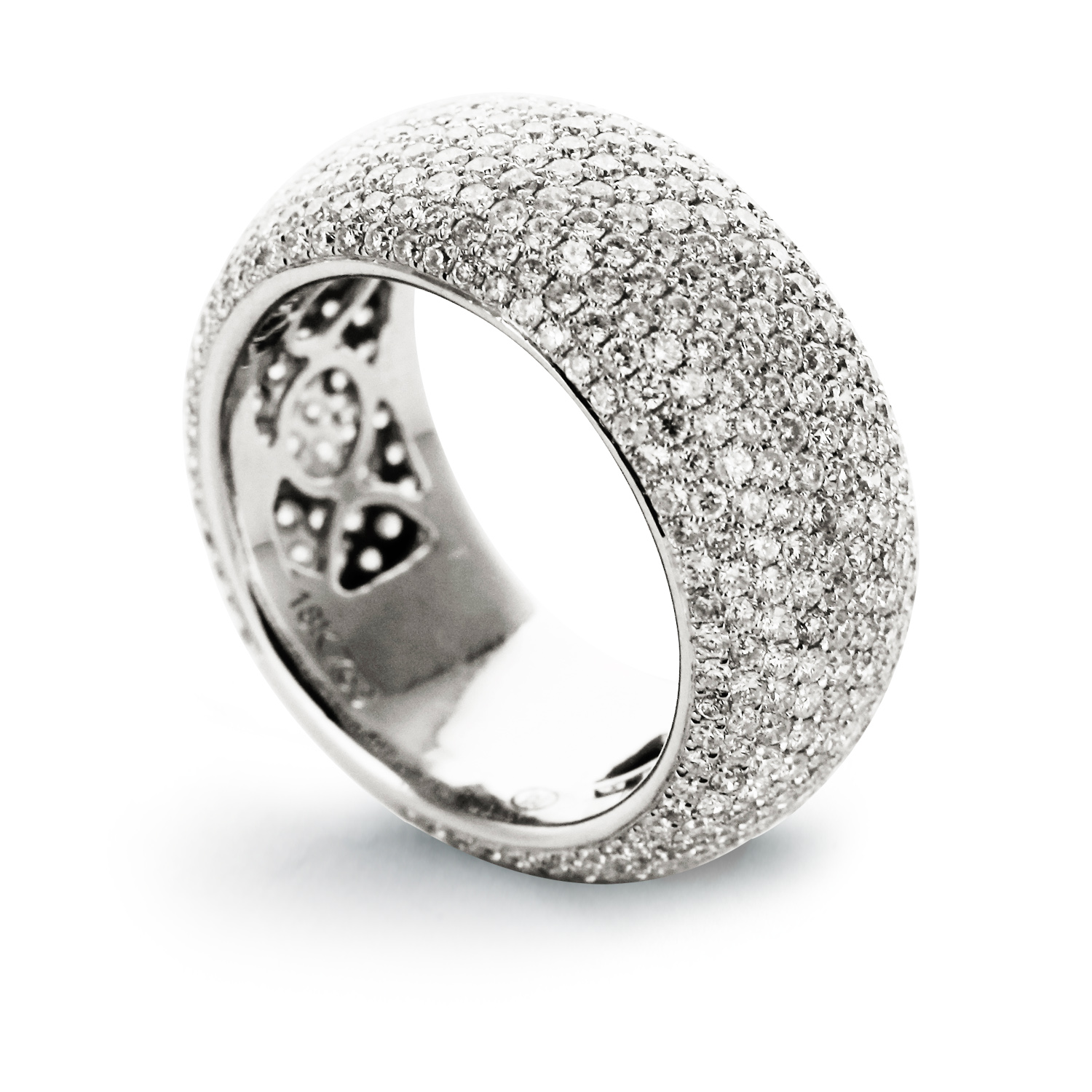 Exclusive | szeroki dostojny pierścionek z białego złota 750 z brylantami - Image 2