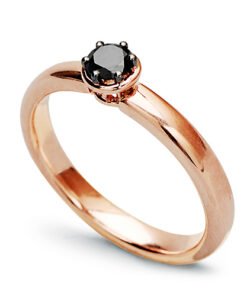 Pierścionek z czarnym diamentem 0,25ct w różowym złocie