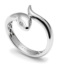 Exclusive | Pierścionek wąż z białego 18-karatowego złota