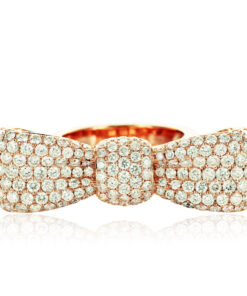 Exclusive | pierścionek kokarda różowe złoto 750 z brylantami