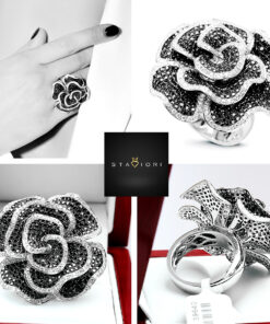 Alternatywny widok Exclusive | pierścionek z czarnymi i białymi diamentami w kształcie róży