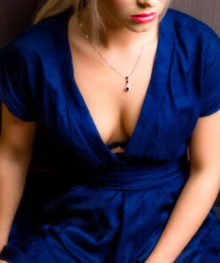 Alternative Ansicht von Exclusive | piękny długi wisiorek z białego złota 750 z szafirami i brylantami