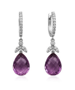 Exclusive | Piękne brylantowe kolczyki wiszące z ametystem