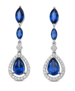 Exclusive | Przepiękne długie brylantowo szafirowe kolczyki