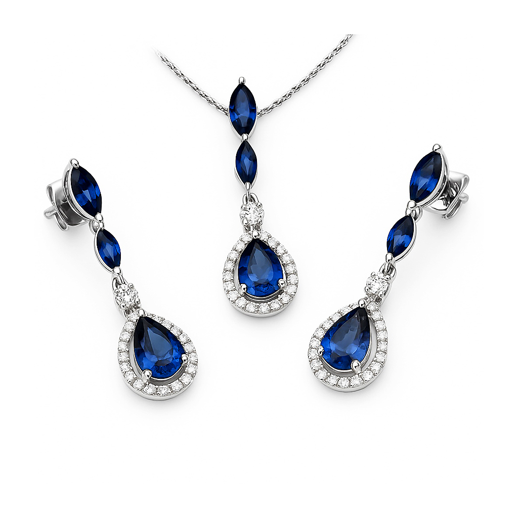 Exclusive | Przepiękne długie brylantowo szafirowe kolczyki - Image 8