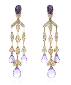 Exclusive | kolczyki z różowego złota z ametystami i diamentami