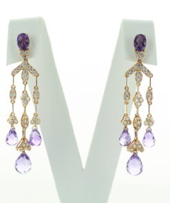 Alternative view of Exclusive | kolczyki z różowego złota z ametystami i diamentami