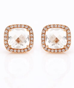 Exclusive | kolczyki z różowego złota z topazem i diamentami