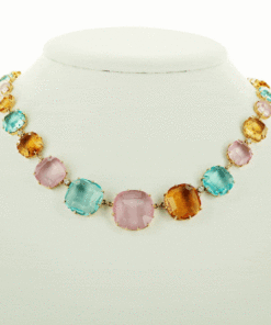 Alternatywny widok Exclusive | luksusowy naszyjnik z żółtego złota z cytrynami, topazami i brylantami