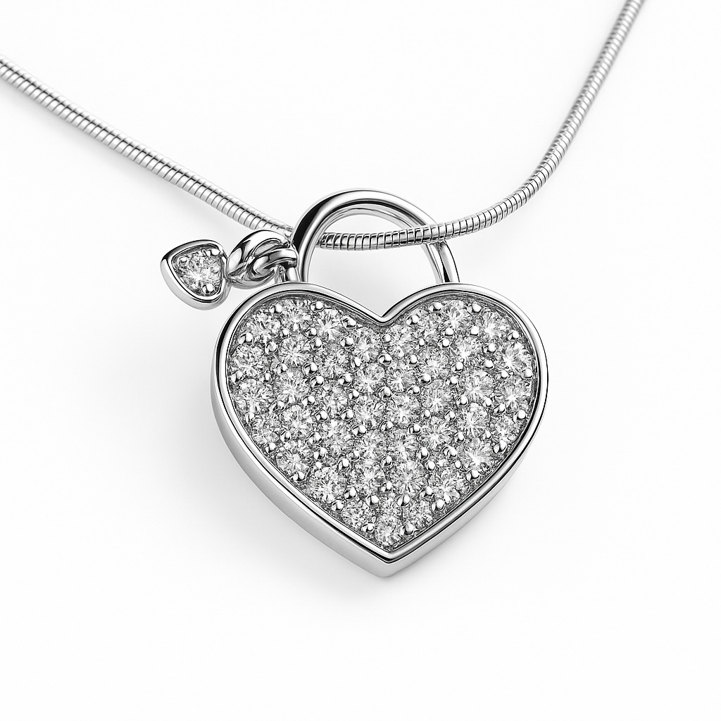 Exclusive | wisiorek serce z diamentami białe złoto 0,750