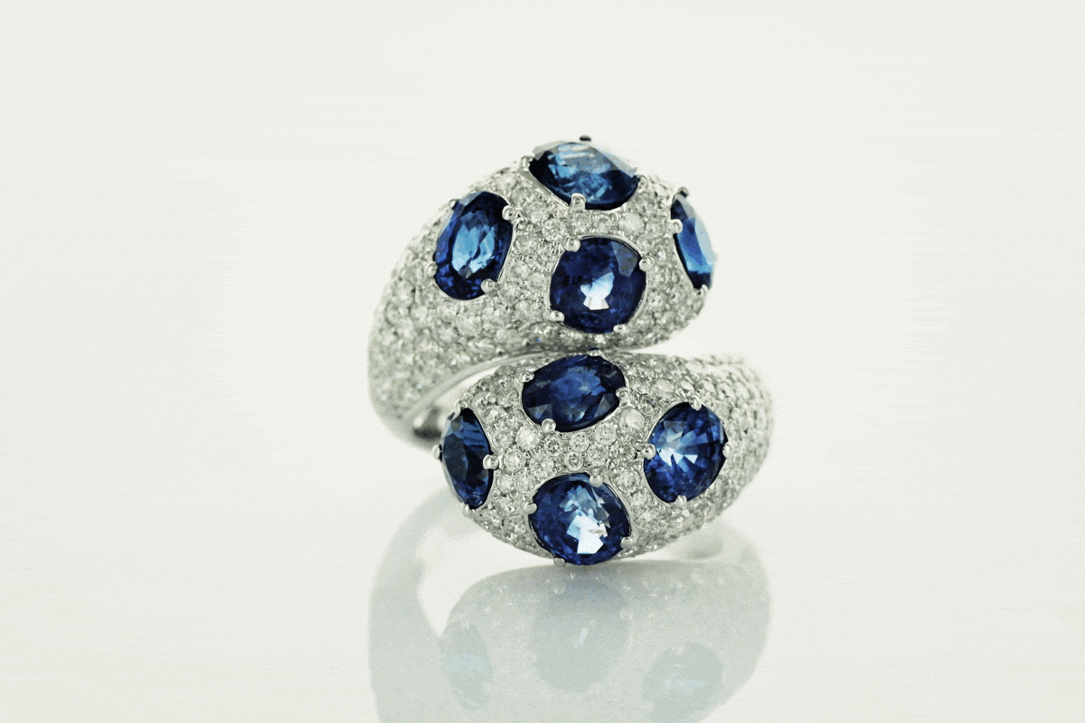 Exclusive | pierścionek z szafirami i diamentami w złocie 750 – Bild 3