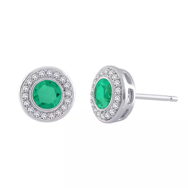 Personalizowane kolczyki z diamentami i wybranym kamieniem - KBD3831 - obrazek 3