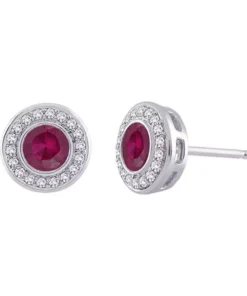 Alternative view of Personalizowane kolczyki z diamentami i wybranym kamieniem - KBD3831