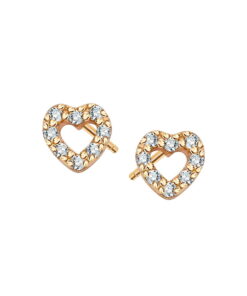 Złote kolczyki serduszka z cyrkoniami - 333 - KXC6537