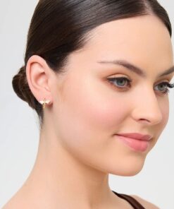 Alternatywny widok Kolczyki srebrne pozłacane pszczoła z cyrkoniami