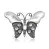Srebrna broszka w kształcie motyla z markazytami i masą perłową