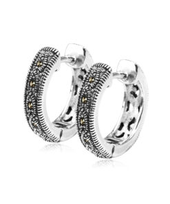 Srebrne kolczyki koła z markazytami - KDM2917