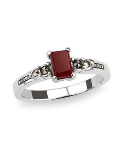 Srebrny pierścionek z czerwonym agatem i markazytami PDM5940