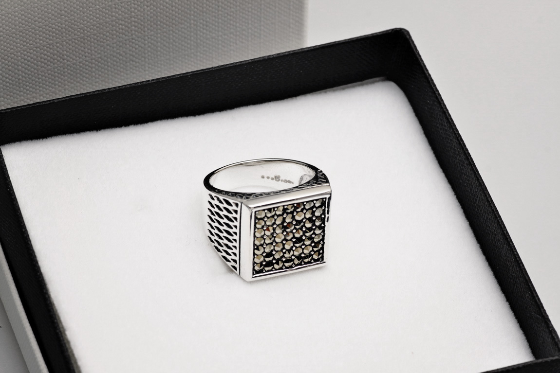 srebrny męski sygnet z markazytami - obrazek 11