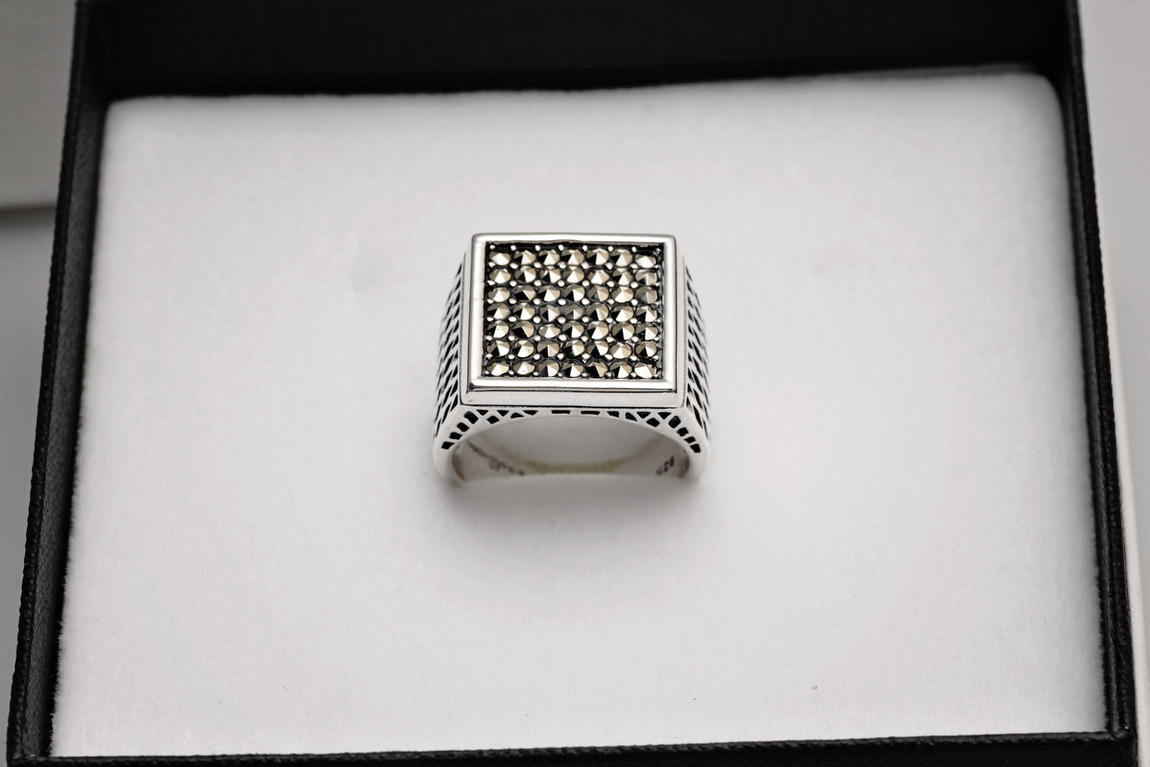 srebrny męski sygnet z markazytami - obrazek 7
