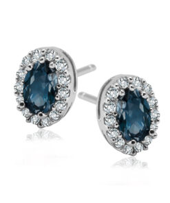 Srebrne kolczyki z niebieską cyrkonią na sztyfcie