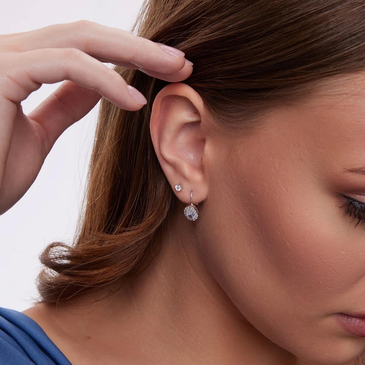 Srebrny pojedynczy mały kolczyk z cyrkonią - KSM6381 – Bild 2