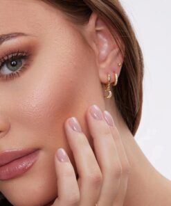 Alternatywny widok Kolczyki srebrne pozłacane kółka z cyrkoniami