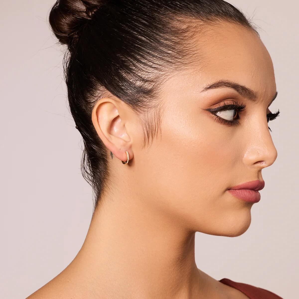 Kolczyki srebrne pozłacane kółka z cyrkoniami - Image 3