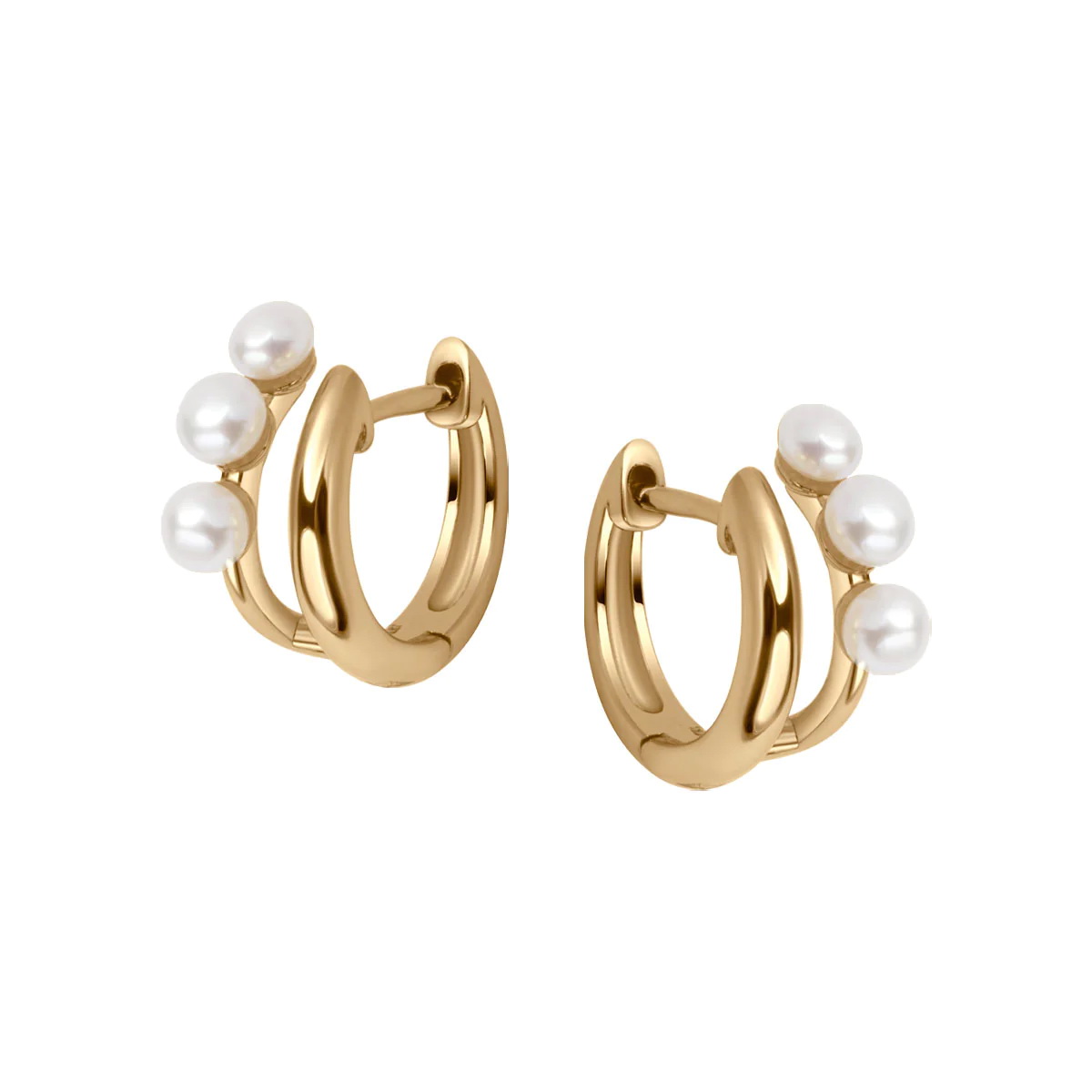 Złocone kolczyki srebrne z perłami - KDN6483 - obrazek 5