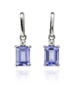 Kolczyki wiszące z białego złota z tanzanitami - KBD1924T