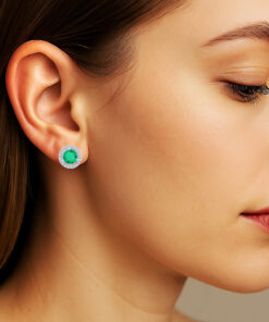 Alternatywny widok Kolczyki z białego złota ze szmaragdami - KBD3830E