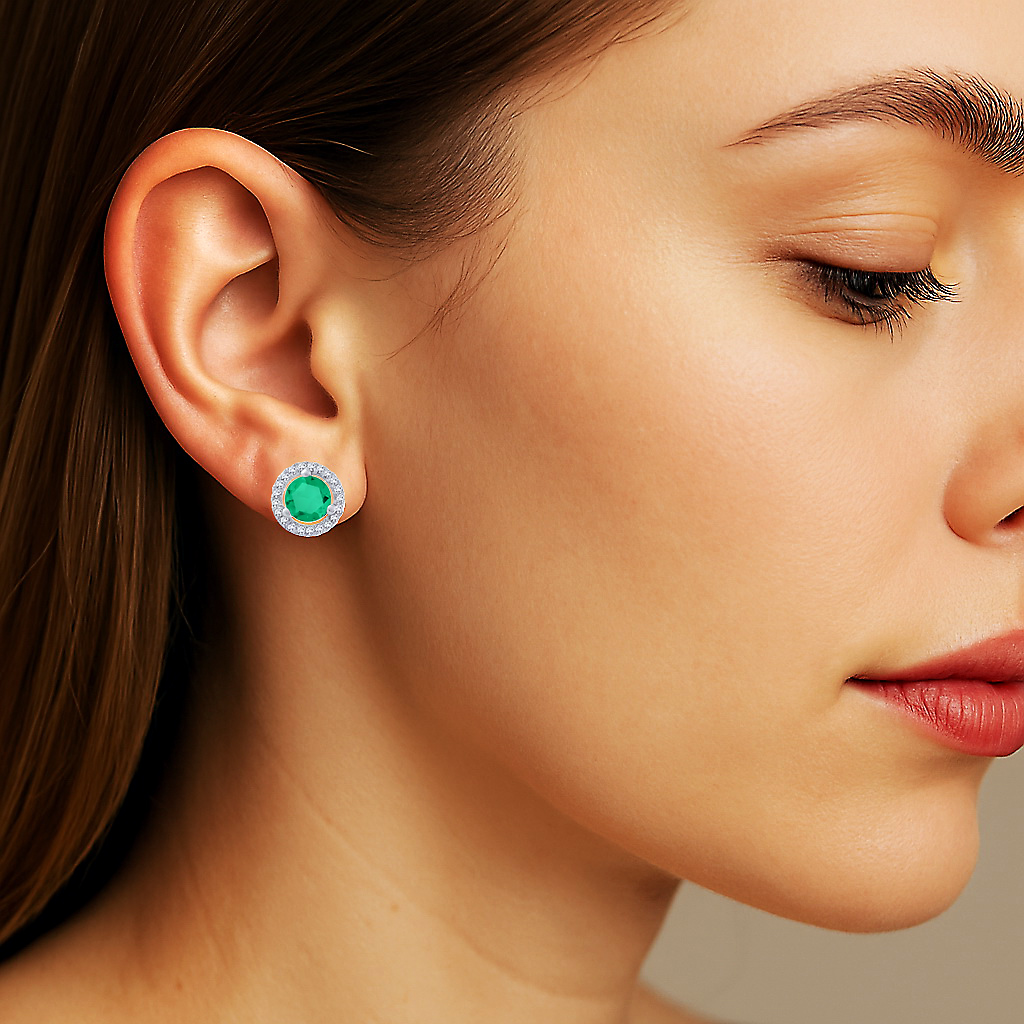 Kolczyki z białego złota ze szmaragdami - KBD3830E - obrazek 2