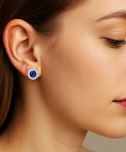 Alternativní pohled na Kolczyki z białego złota z brylantami i szafirami - KBD3830S