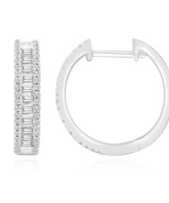 Kolczyki koła 16mm diamenty bagietowe i okrągłe - KBD4759