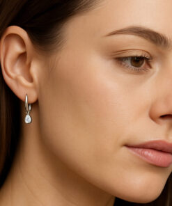 Alternatywny widok Kolczyki kółka z wiszącymi diamentami o kształcie łzy - KBD6347