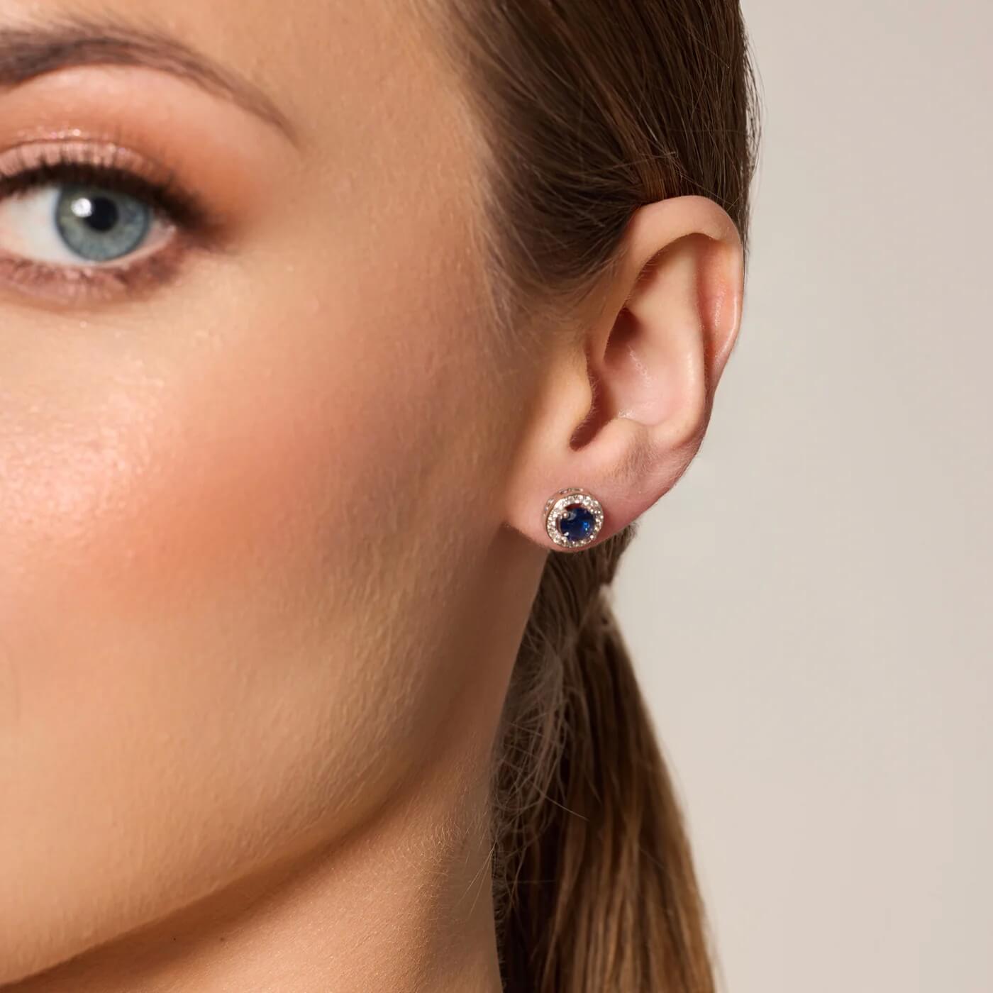 Srebrne kolczyki z niebieską cyrkonią - KDK5330 - Image 6