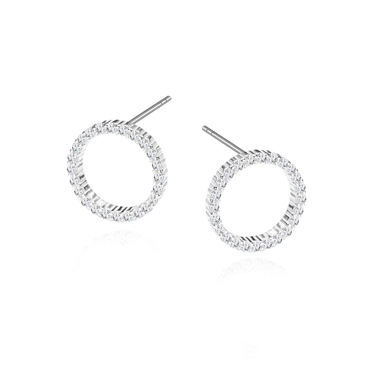 Srebrne kolczyki koła 12mm z cyrkonią - KDK5342