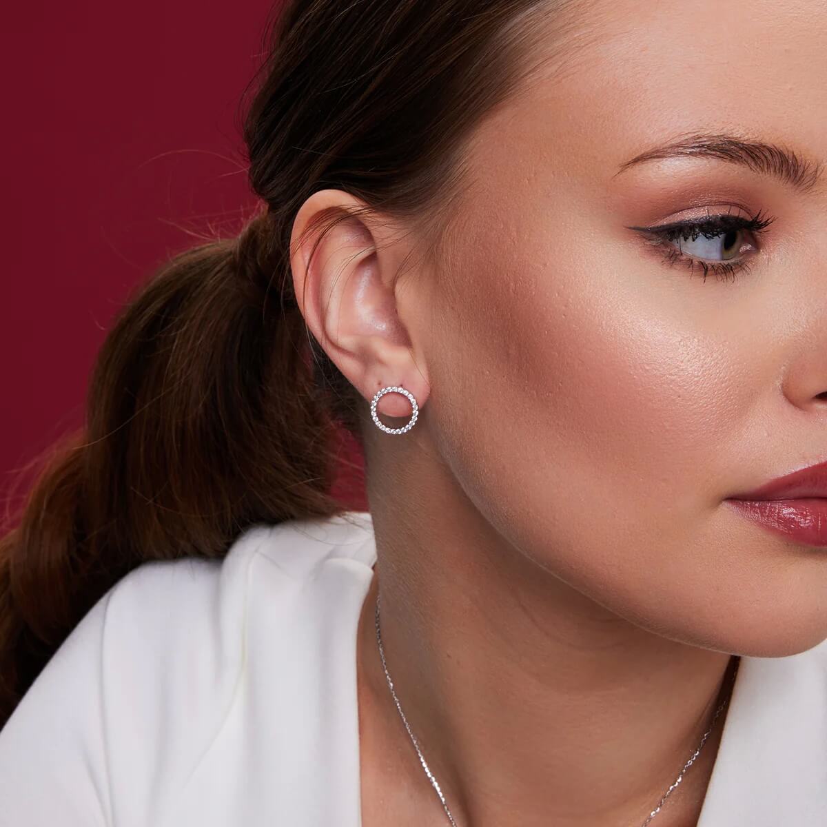 Srebrne kolczyki koła 12mm z cyrkonią - KDK5342 - Image 2