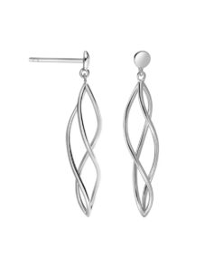 Alternatywny widok Srebrne kolczyki wiszące zakręcone - KDK53713