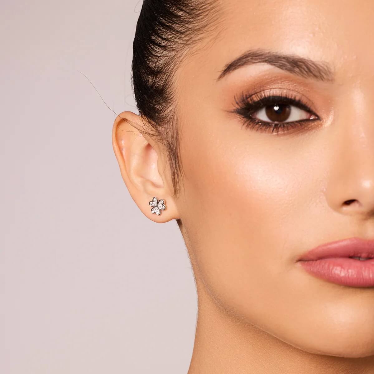 Srebrne kolczyki koniczynki z cyrkoniami - KDK5561 – Bild 3