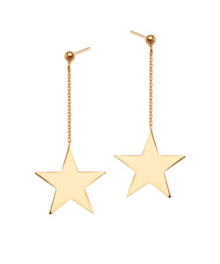 Srebrne kolczyki wiszące pozłacane gwiazdki - KDK5597