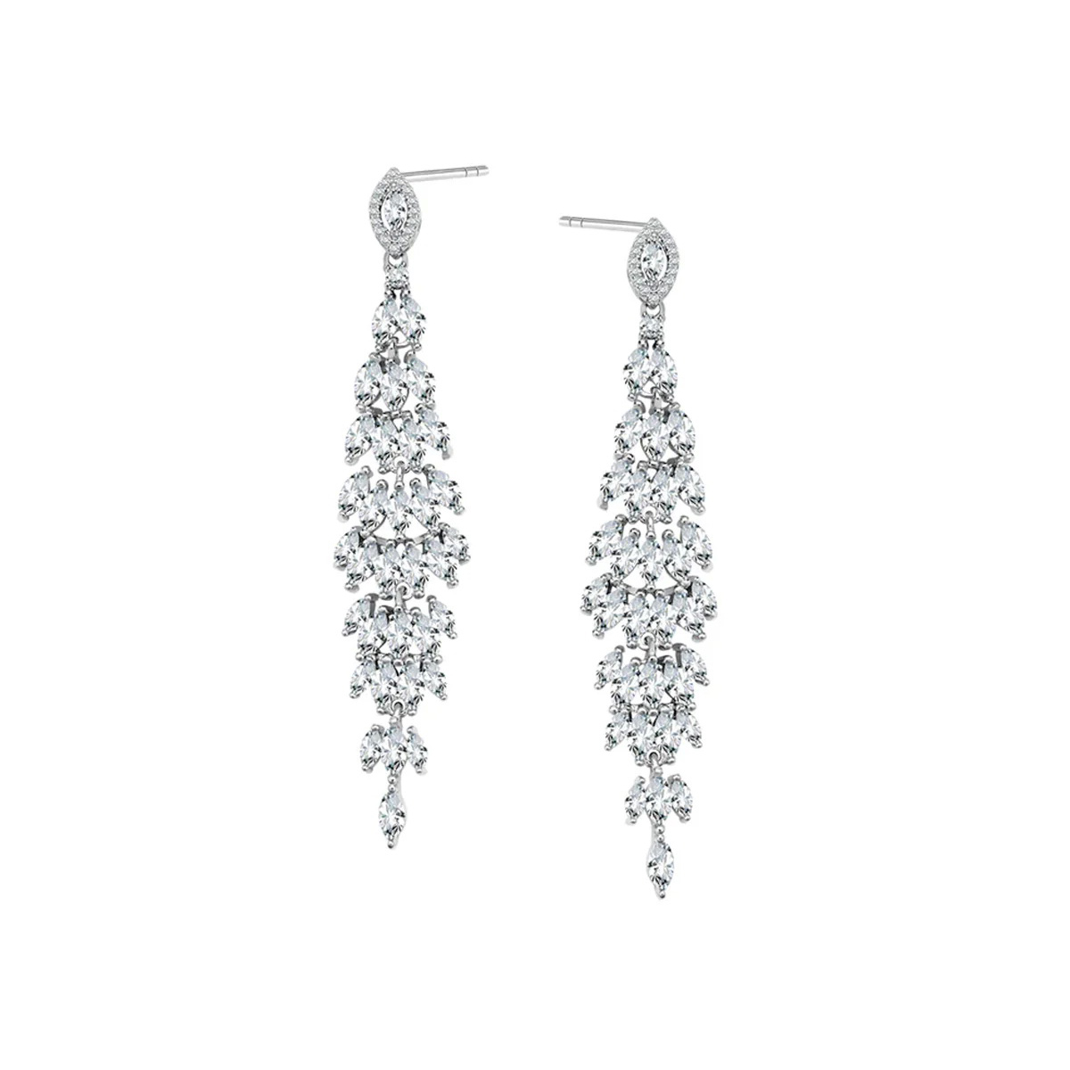 Srebrne piękne błyszczące długie kolczyki - KDK5685