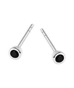 Srebrne malutkie czarne kolczyki - KDK6055