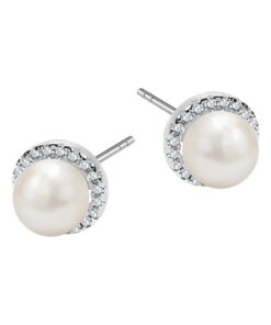 Srebrne kolczyki z perłami i cyrkoniami - KDK6239