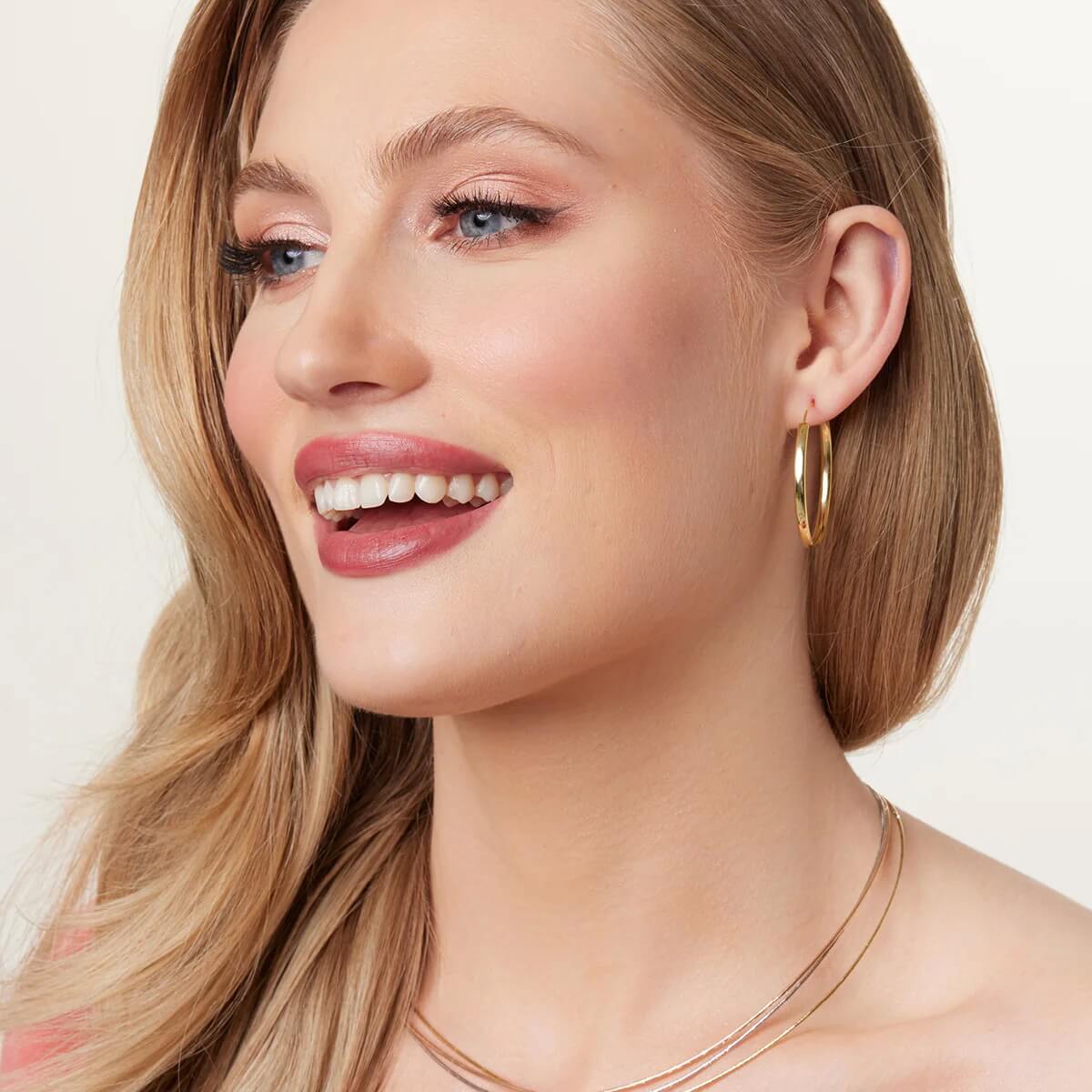 Srebrne pozłacane kolczyki koła 35mm - KDK6311Y – Bild 5