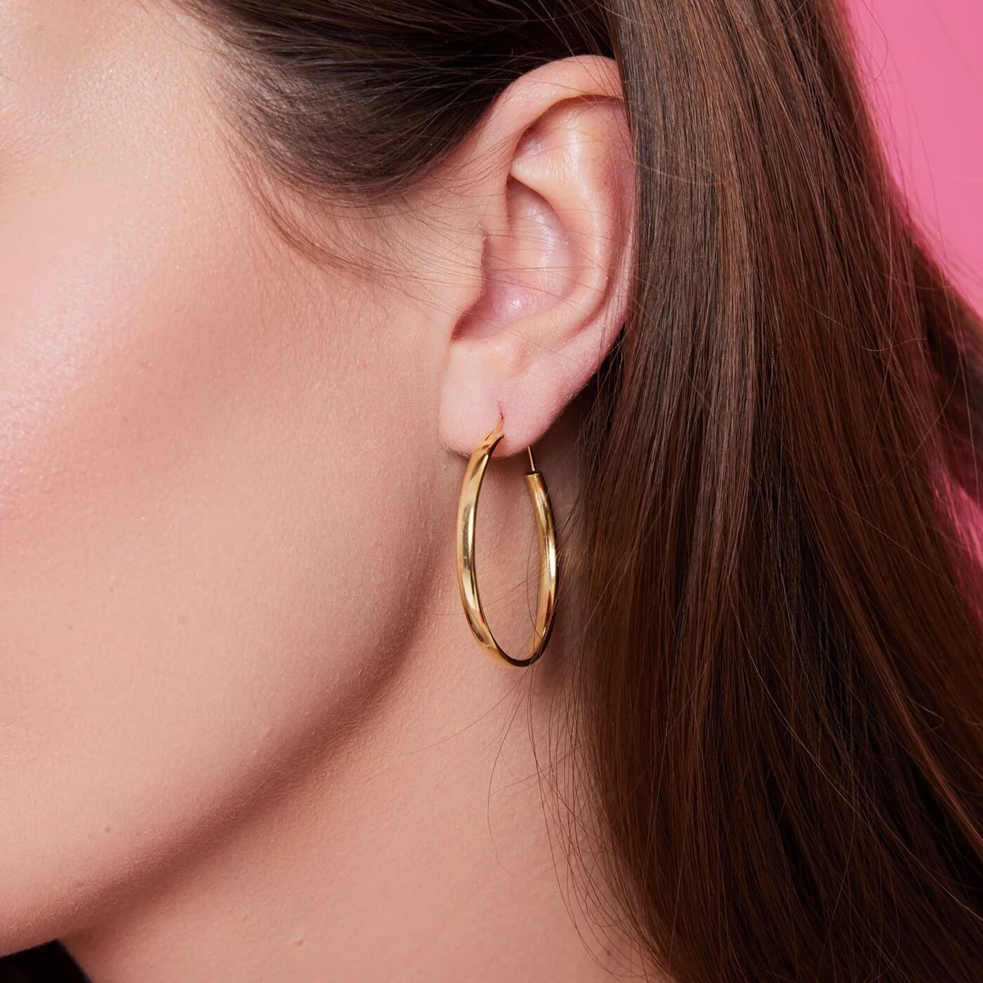 Srebrne pozłacane kolczyki koła 35mm - KDK6311Y – Bild 6