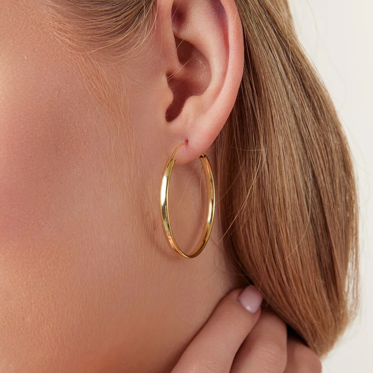 Srebrne pozłacane kolczyki koła 35mm - KDK6311Y – Bild 3