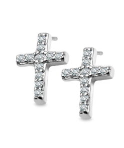 Srebrne kolczyki krzyżyki z cyrkoniami