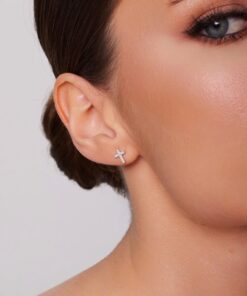 Alternatywny widok Srebrne kolczyki krzyżyki z cyrkoniami