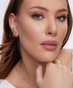 Alternative Ansicht von Srebrne pozłacane kolczyki z łańcuszkiem i czarną cyrkonią KDK6433